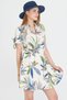 Women's Cream Judge Collar Sleeve Tie-Up Elastic Waist Belt Short Dress Arm-25Y 001033 - 4