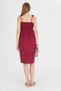 Women's Burgundy Straps Lace up Chest Gipe Elastic Mini Dress Arm-25Y 001047 - 6