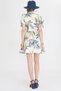 Women's Cream Judge Collar Sleeve Tie-Up Elastic Waist Belt Short Dress Arm-25Y 001033 - 7