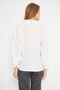 Women's White Blouse with Ruffle Detail on the Collar and Front, Elastic Sleeves, Long Sleeve Blouse Arm-25K001030 - 6