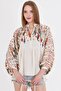 Women's Cream Judge Collar Balloon Sleeve Blouse Arm-25Y 001052 - 3