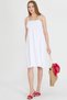 Women's White Straps Lace up Chest Gipe Elastic Mini Dress Arm-25Y 001047 - 3