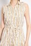 Women's Camel Front Button Waist Belt Collar Sleeveless Dress Arm-24Y 001066 - 2