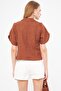 Women's Coffee Sleeve Slit Detail Crop Short Sleeve Jacket Arm-24Y 001048 - 5