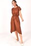 Women's Coffee Elastic Waist Tied Dress ARM-18Y001120 - 3