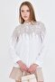 Women's Beige Patterned Mandarin Collar Shirt ARM-25Y001013 - 4