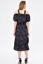 Women's Anthracite Patterned Elastic Waist Strap Dress Arm-23y001053 - 4