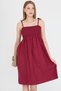 Women's Burgundy Straps Lace up Chest Gipe Elastic Mini Dress Arm-25Y 001047 - 3