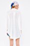 Women's White Self-Striped Front-Tie Kimono Shirt Arm-24Y001101 - 7