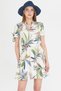 Women's Cream Judge Collar Sleeve Tie-Up Elastic Waist Belt Short Dress Arm-25Y 001033 - 3