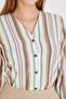 Women's Beige Elastic Sleeve Wrap Shirt ARM-24K001002 - 2