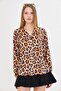 Women's Brown Sleeves Elastic Patterned Shirt Arm-25Y 001014 - 2