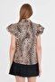 Women's Brown Ruffled Collar and Sleeves Blouse Arm-25Y 001028 - 5