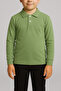 Unisex Polo Neck Long Sleeve Green T-shirt - 3