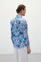 Patterned Scarf Collar Shirt - Blue - 6