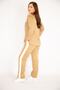 Women's Plus Size Camel V-Neck Blouse and Trousers Set 65n34658 - 4