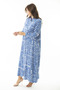 Women's Large Size Blue Woven Viscose Fabric Front Buttoned Long Sleeve Dress 65N36872 - 5