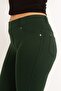 Women's Large Size Green Leggings with Front Ornamental Pocket and Back Pocket 65n34862 - 5