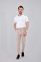 Men's Cream Quality Stretchy Lycra Ankle Length Relaxed Fit Slim Fit Fabric Pants - 2