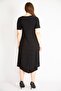 Women's Black Large Size A-line Cut Short Sleeve Lycra Dress 65n36378 - 7