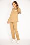 Women's Plus Size Camel V-Neck Blouse and Trousers Set 65n34658 - 3