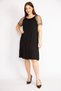Women's Black Plus Size Sleeves Tulle Collar Rubber Detailed Skirt Tip Layered Dress 65n36289