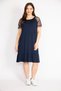 Women's Navy Blue Large Size Sleeves Tulle Collar Rubber Detailed Skirt Tip Layered Dress 65n36289 - 3