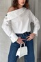 Pearl Button Detail Cross-Neck Design Shirt - 7