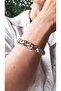 Gold Steel Handcuffs with Flower Figure Zircon Stone - 2