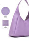 Lilac Shk19 Faux Leather, Snap Closure, Single Compartment, Zippered Makeup Bag, Hand, Arm and Shoulder Bag - 5
