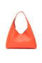 Orange Shk19 Faux Leather, Snap Closure, Single Compartment, Zipper Makeup Bag, Hand, Arm and Shoulder Bag