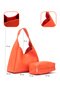 Orange Shk19 Faux Leather, Snap Closure, Single Compartment, Zipper Makeup Bag, Hand, Arm and Shoulder Bag - 4