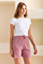 Ribbed Rose Belted Camisole Women's Shorts Pajama Bottoms - 6131 - 6