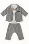 BABY CLOTHING JACQUARD FABRIC BOW TIE BABY BOY 4-PIECE SET