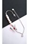 Butterfly Figured Pearl Zircon Stone Steel Plated Bracelet
