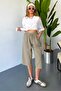Women's High Waist Linen Look 100% Cotton Capri W204