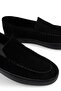 Genuine Suede Black Loafer Men's Shoes - 8