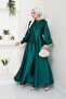 Satin Bow Long Hijab Evening Dress - Women's Clothing 2745 - 3