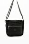 Women's Multi-Compartment Water Resistant Parachute Fabric Black Color Adjustable Cross Strap Shoulder Bag S