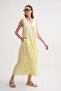 4673 Women's Drawstring Detailed Muslin Dress Butter Yellow - 3