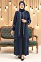 Hijab Evening Dress-Navy Blue - 5