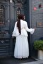 Pleated White Hijab Skirt Double Set 4478B - 3
