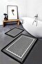 Geometric Geometric Simple Stylish 2-Piece Bathroom Kitchen Mat Set with Framed Motifs on Black and White Floor - 6