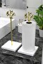 Composite Granite, Marble Paper Towel Holder and Napkin Holder Gold Metal Handle - 2