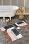 Cream Floor Woven Carpet with Motif Modern Art Geometric Simple & Stylish 2-Piece Bathroom & Kitchen Mat Set - 3