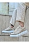 Lace-Up Men's Sneakers Cream Suede (White Sole) - 3