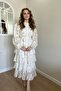 White Tiered Dress with Flounced Trim