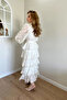 White Tiered Dress with Flounced Trim - 3