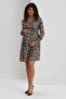 E0040-leopard Pattern Maternity Qeen Crep Mini Dress