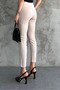 Women's Cream High Waist Comfortable Skinny Leg Chestnut Fabric Trousers - 8